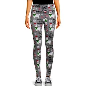 Super Soft‎ Juniors' M Holiday Christmas Llama Velour Leggings Lounge Pants PJs